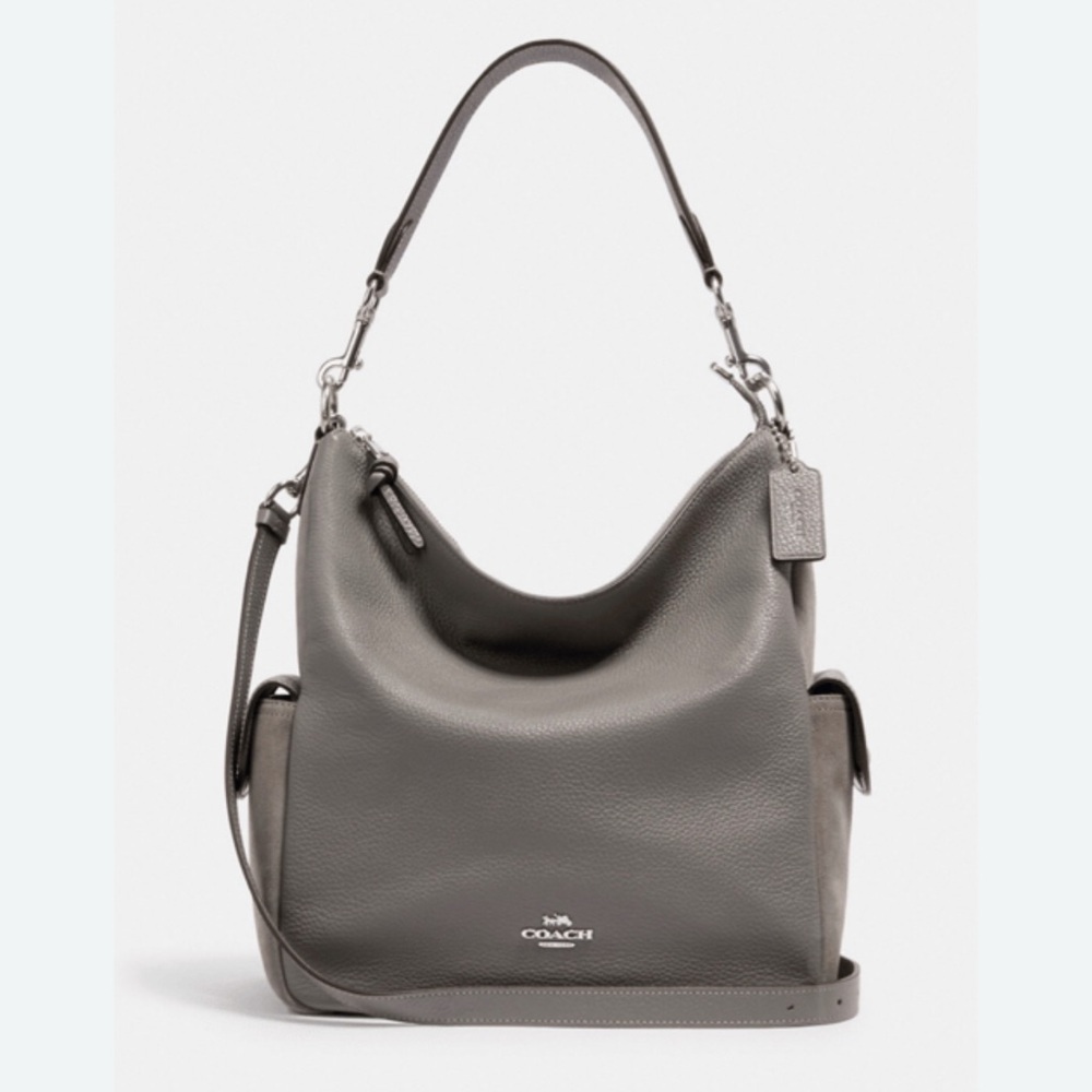 Coach Pennie Heather Gray Leather Hobo Hand Shoulder Bag Suede‎ NWT